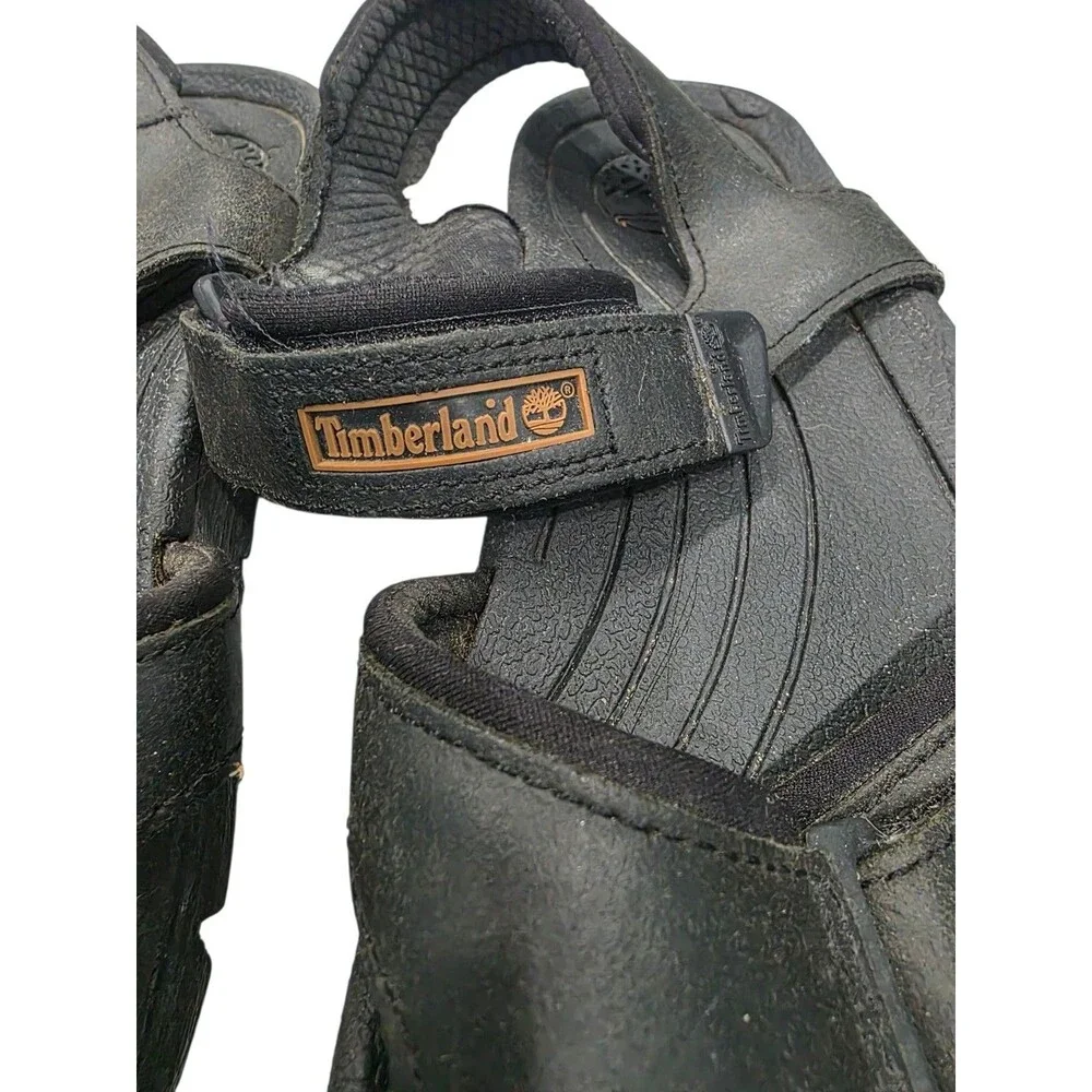 Timberland Sport Sandals Black Leather Athletic Mens US 10.5 Adjustable Straps